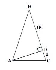 На рисунке abc треугольник-равнобедренный с основанием ac,ad-его высота/,bd=16 см,dc=4 см.найдите ос