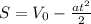 S= V_{0} - \frac{at^{2} }{2}