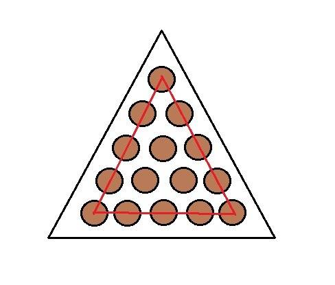 Конфеты лежат в треугольной коробке .в первом ряду лежит 1 конфета,во втором-2,в третьим-3 в четверт