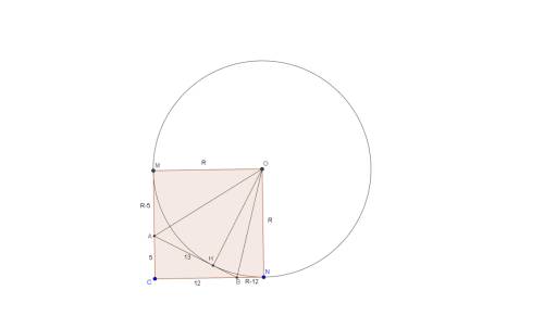 Дан треугольник со сторонами 5, 12 и 13. найти радиус окружности, которая касается большей стороны т