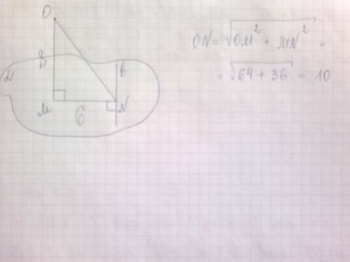 1. из точки о проведены к плоскости а ом ⊥ а и наколонная on. в плоскости а проведена прямая b ⊥ mn.