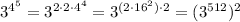3^{4^5} = 3^{ 2 \cdot 2 \cdot 4^4 } = 3^{ ( 2 \cdot 16^2 ) \cdot 2 } = (3^{512})^2