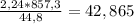 \frac{2,24*857,3}{44,8} = 42,865