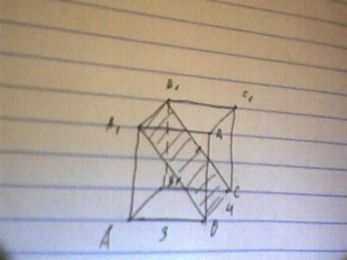 Диагональным сечением параллелепипеда является квадрат. измерения основания равны 3 см и 4 см. найти