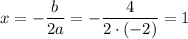 x=-\dfrac{b}{2a}=-\dfrac{4}{2\cdot(-2)}=1