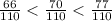 \frac{66}{110} < \frac{70}{110} < \frac{77}{110}