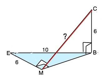 Прямоугольный треугольник mbe (∢m=90°) находится в плоскости α. be=10 см, а me=6 см. к этой плоскост