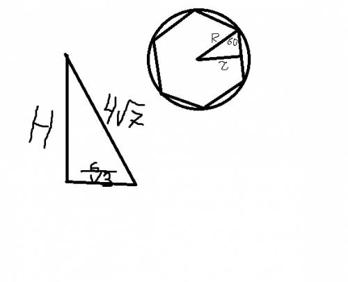 Радиус окружности,вписанной в основание правильной шестиугольной пирамиды,равен 3,а длина бокового р