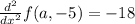\frac{d^{2}}{dx^{2}}f(a,-5) = -18