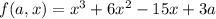f(a, x) = x^{3}+6x^{2}-15x+3a