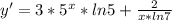 y'=3*5^x*ln5+\frac{2}{x*ln7}