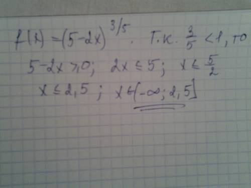Найдите область определения функции f(x) =(5-2x)^3/5