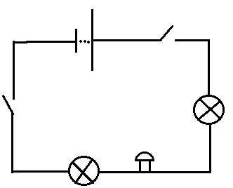 Начертите схему электрической цепи содержащей источник тока две электрические лампы два ключа и один