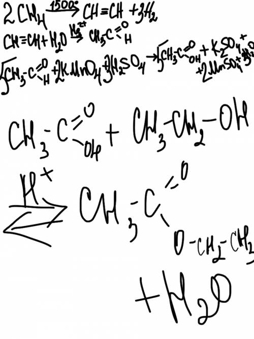 Написать уравнения реакций, с которых можно осуществить превращения метан > ацетилен > этаналь