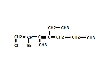1-хлор-2-бром-3-метил-4-этилгептен-3 структурная формула