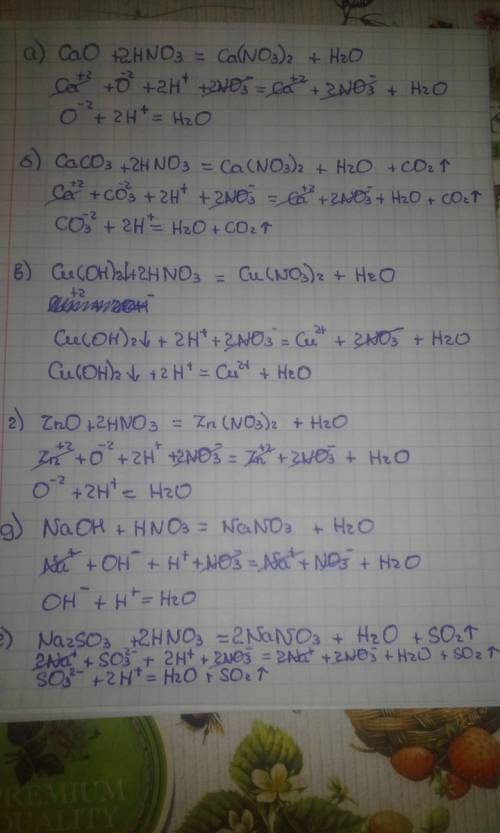 Написать в молекулярном,полном и сокращенном ионном уравнения: а)сао+hno3= б)сасо3 +hno3= в)cu(oh)2