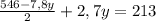 \frac{546-7,8y}{2} +2,7y=213