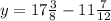 y=17 \frac{3}{8} -11 \frac{7}{12}