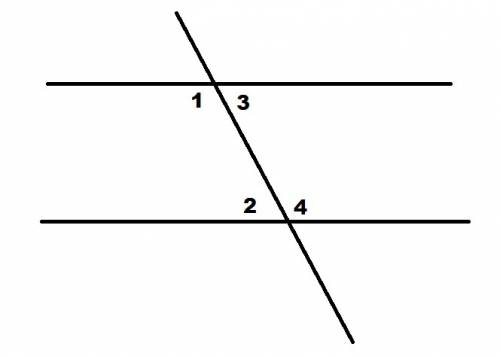 Сумма трех внутренних углов, образовавшихся при пересечении двух параллельных прямых третьей, равна