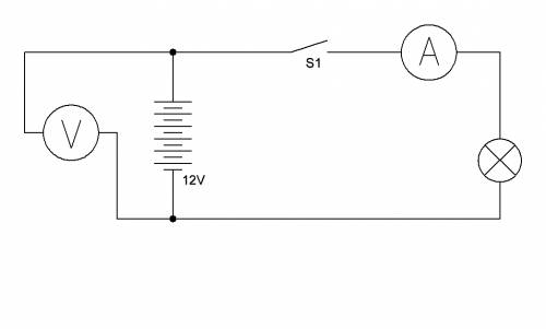 Начертите схему цепи состоящей из аккумулятора лампы ключа амперметра и вольтметра для случая когда