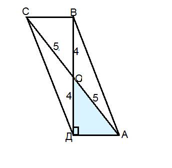 Найдите площадь параллелограмма, диагонали которого равны 8 и 10 см и одна из диагоналей перпендикул