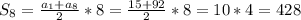 S_8= \frac{a_1+a_8}{2}*8= \frac{15+92}{2}*8=10&*4=428