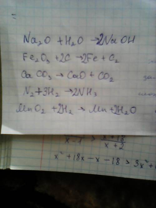 Расставьте коэффициенты в уравнения реакции и укажите их тип: na₂o+h₂o→naoh fe₂o₃+c→fe+c₂ caco₃→cao+