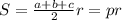 S=\frac{a+b+c}{2}r=pr