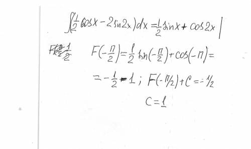 Для данной функции y=1/2 (cos x) - 2 sin2x найдите ту первообразную, график которой проходит через з