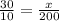 \frac{30}{10} = \frac{x}{200}