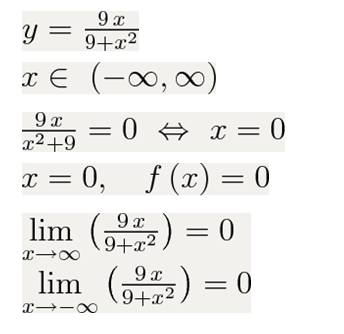 Исследовать функцию f(x)=9x/(9+x^2) построить график. найти наибольшее и наименьшее значения функции