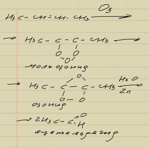 Подскажите, как пройдет реакция бутен-2 + озон (o3)