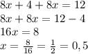 Решить уравнение: (8x−12)2−4(8x−12)+3=0