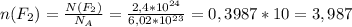 n(F_2)= \frac{N(F_2)}{N_A}= \frac{2,4*10^{24}}{6,02*10^{23}}=0,3987*10=3,987