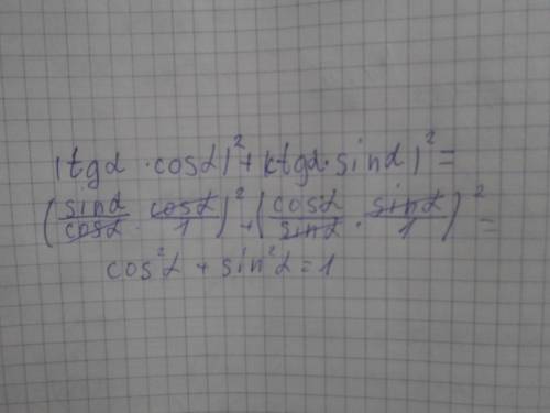 Выражение (tga*cos a)^2+(ctga*sina)^2
