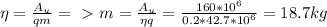 \eta=\frac{A_u}{qm}=\ \textgreater \ m=\frac{A_u}{\eta q}=\frac{160*10^6}{0.2*42.7*10^6}=18.7kg
