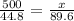 \frac{500}{44.8} = \frac{x}{89.6} &#10;