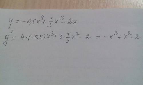 Найдите производную функции y=-0.5x4+1\3x3-2x