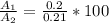 \frac{A_{1} }{A_{2} } = \frac{0.2}{0.21} *100 %= 95