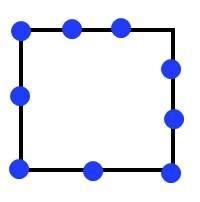 Вокруг квадратной клумбы надо разместить 9 камешков так чтобы вдоль каждой стороны их было одинаково
