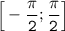 \begin{bmatrix} \tt -\dfrac{\pi }2 ;\dfrac{\pi }2 \end{bmatrix}