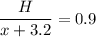 \displaystyle \frac{H}{x+3.2}=0.9