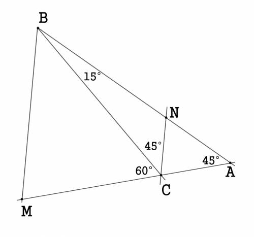На продолжении стороны ас треугольника авс отмечена точка м.известно, что см=2ас,угол сва=15º и угол