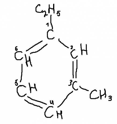 Структурная формула: 3-метил-1-этилбензол