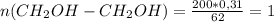 n(CH_2OH-CH_2OH)= \frac{200*0,31}{62}=1