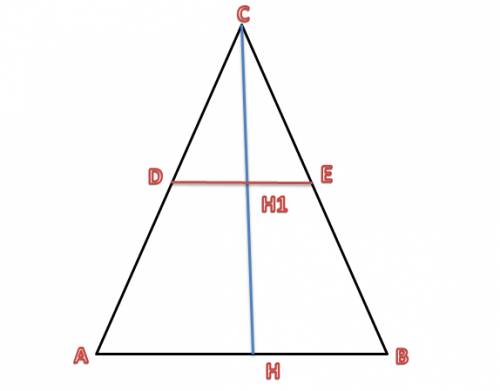 Втреугольнике abc, de средняя линия. площадь треугольника cde равна 1. найдите площадь треугольника