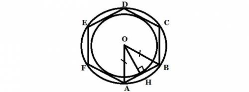 Найдите радиус окружности, описанной около правильного многоугольника, если радиус вписанной окружно
