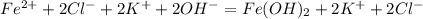 Fe^{2+} +2Cl^{-} +2K^{+} +2OH^{-} = Fe(OH)_{2} + 2K^{+}+2Cl^{-}