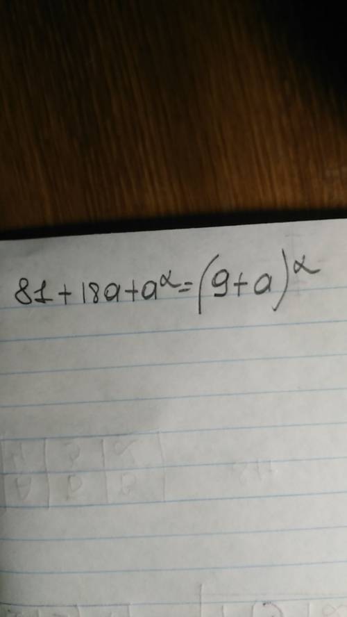 Запишите трёхчлен в виде квадрата двучлена 81+18а+а^2