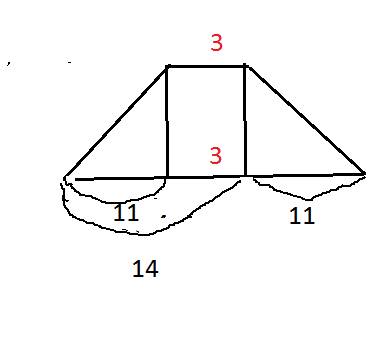 Высота равнобедренной трапеции проведённая из вершины c, делит основание ad на отрезки длиной 11 и 1